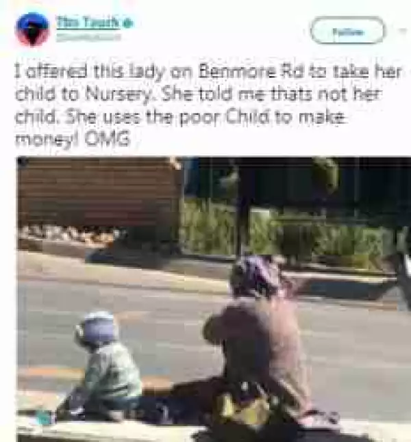 Beggar Admits a Child is Not Hers, says She Uses Her to Beg After a Good Samaritan Offered to Send The Kid To School